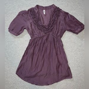 Xhilaration Ladies Ruffled Purple Shirt - Size XS - Stylish and Petite